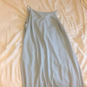 a blue dress